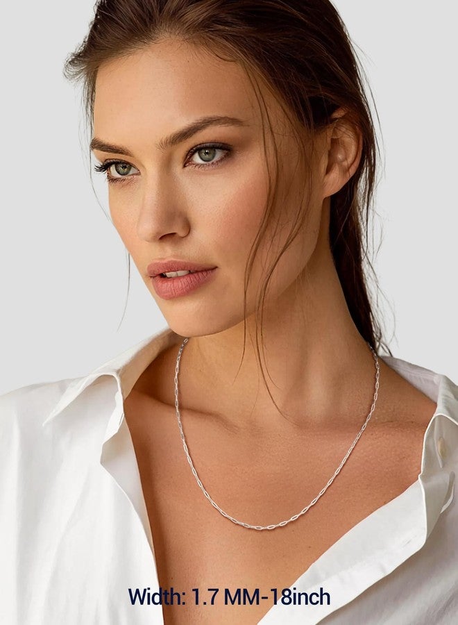 PROSILVER Sterling Silver Paper Clip Chain Necklace Simple Necklace for Women - Image 2